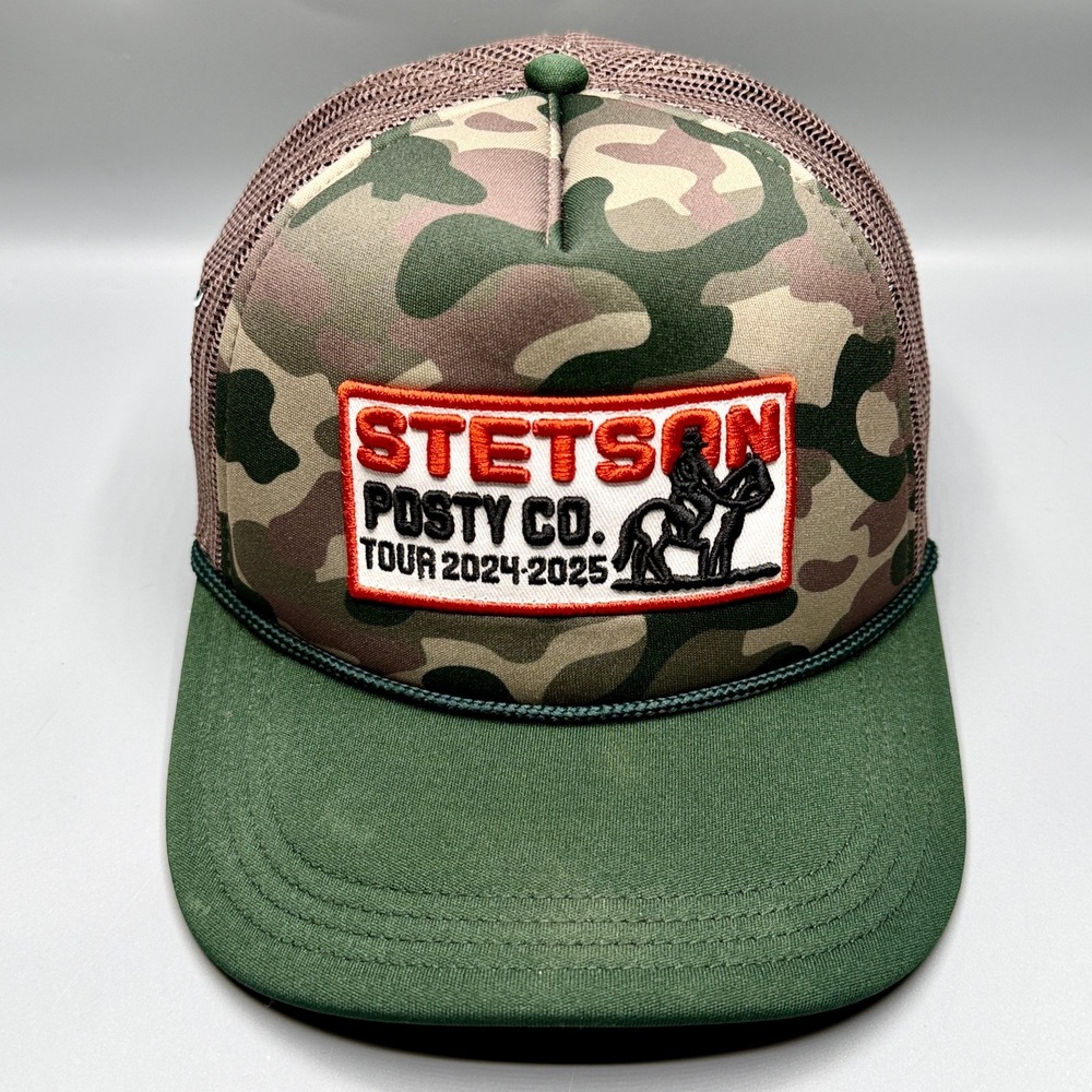 Stetson x Posty Co. Hat Cap Camo Post Malone 2024 Tour Snap Back Mesh Trucker